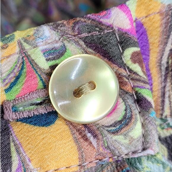 Vintage 60s Eve Seamstress Made Psychedelic Pleat Front with Pockets Midi Skirt - Picture 10 of 11
